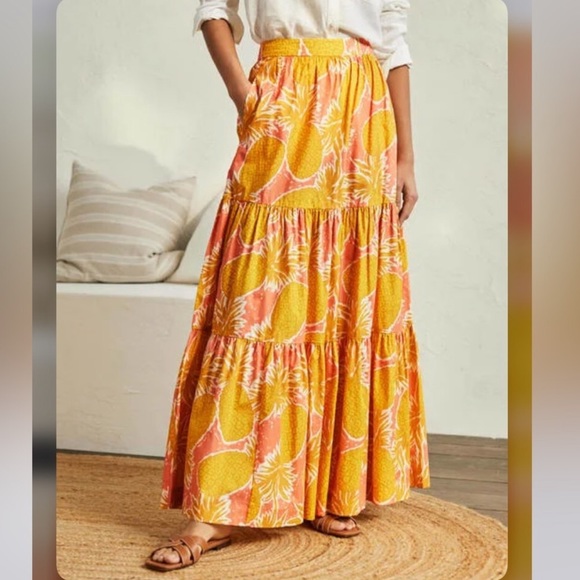 Boden Dresses & Skirts - BODEN Lorna Pineapple Cluster tiered maxi skirt in Brioche Pink and Yellow